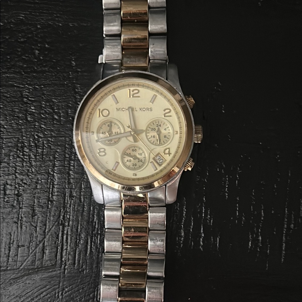 Michael Kors Silver and Gold Chronograph Watch